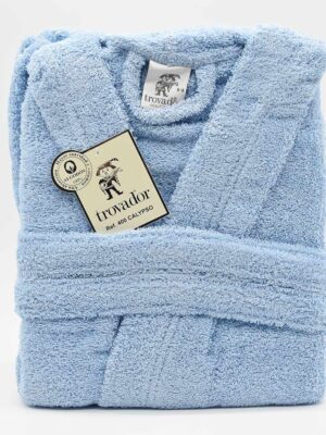 Albornoz algodon azul claro