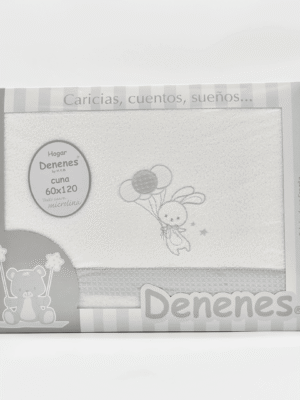JUEGO SÁBANAS MICROLINA CONEJO GLOBO GRIS DENENES